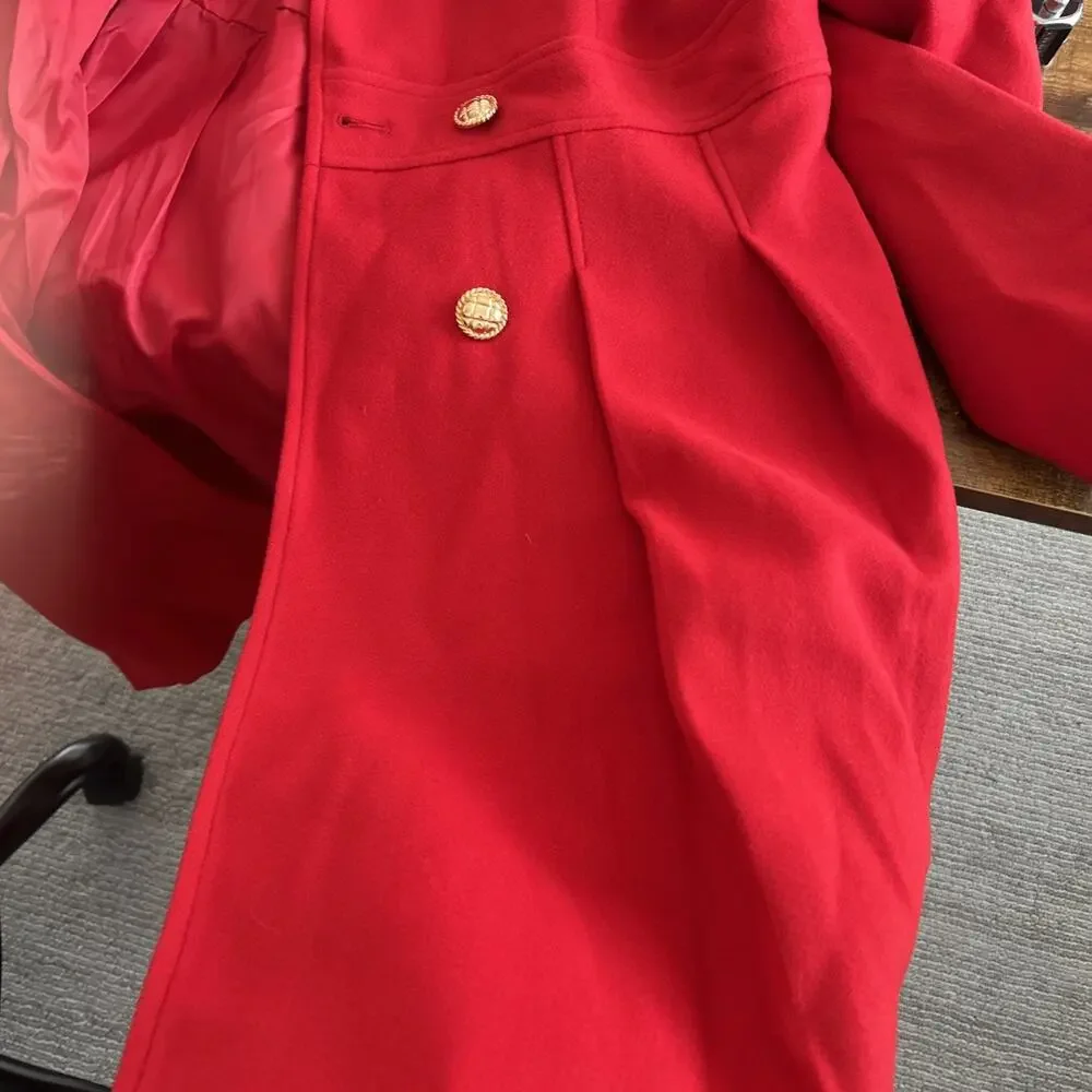 GRACE KARIN Women Lapel Double-Breasted Trench Coat Jacket Teal Red XL / New!! - Picture 13 of 16
